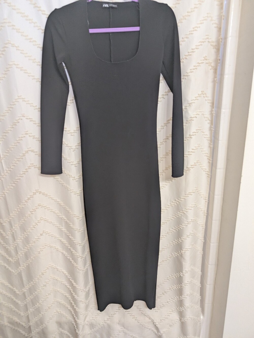 Zara S Classic Black Long Sleeve Bodycon Dress